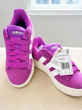 NWT Adidas Grand Court Alpha Purple White Suede Sneakers Women’s 6.5 No Box
